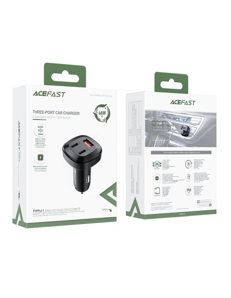 
Automobilinis įkroviklis 66W 2x USB-C USB Power Delivery QC 4.0 juodas
