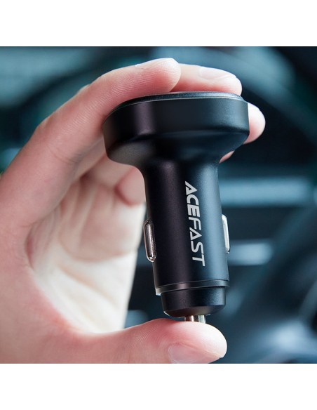 
Automobilinis įkroviklis 66W 2x USB-C USB Power Delivery QC 4.0 juodas
