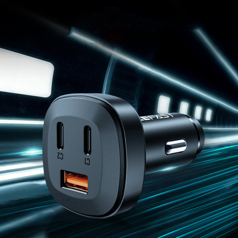 
Automobilinis įkroviklis 66W 2x USB-C USB Power Delivery QC 4.0 juodas
