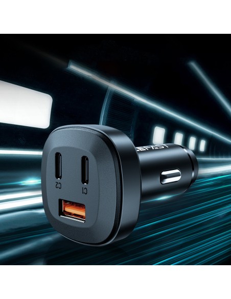 
Automobilinis įkroviklis 66W 2x USB-C USB Power Delivery QC 4.0 juodas
