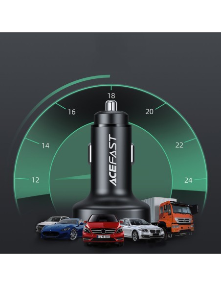 
Automobilinis įkroviklis 66W 2x USB-C USB Power Delivery QC 4.0 juodas
