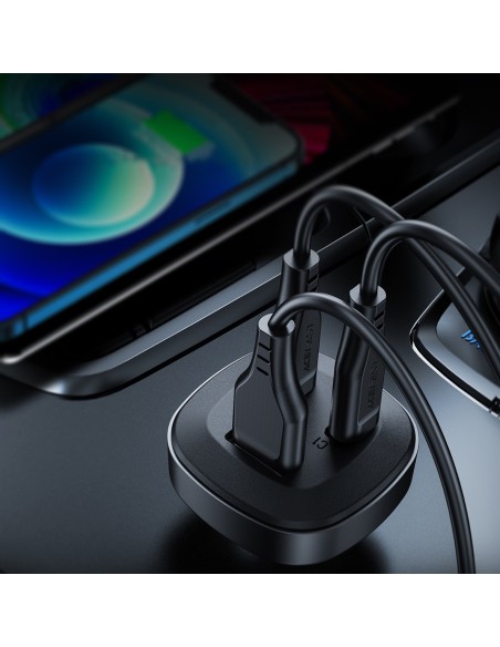 
Automobilinis įkroviklis 66W 2x USB-C USB Power Delivery QC 4.0 juodas
