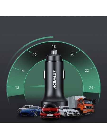 
Automobilinis įkroviklis 72W 2x USB-C Power Delivery QC 3.0 juodas
