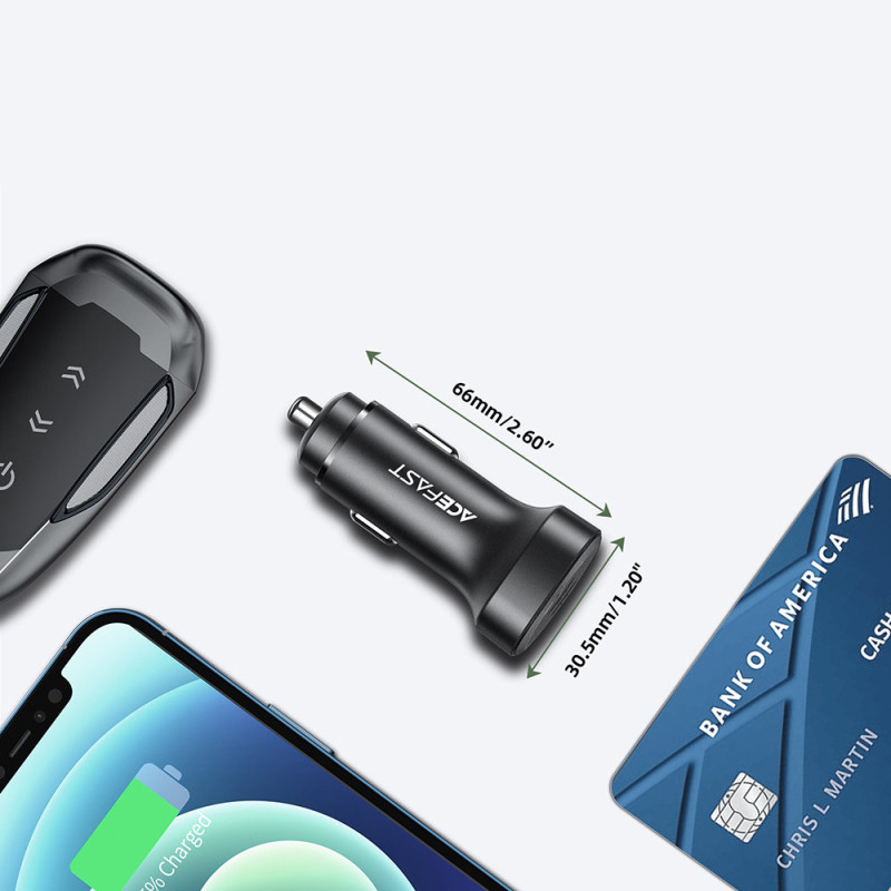 
Automobilinis įkroviklis 72W 2x USB-C Power Delivery QC 3.0 juodas
