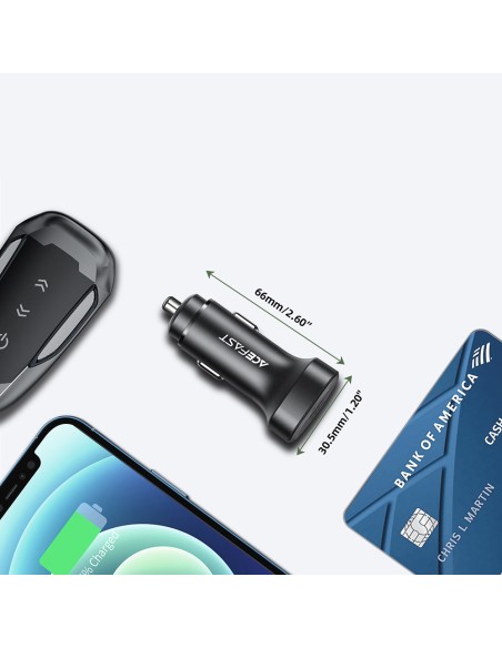 
Automobilinis įkroviklis 72W 2x USB-C Power Delivery QC 3.0 juodas
