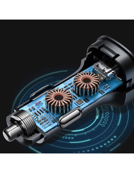 
Automobilinis įkroviklis 72W 2x USB-C Power Delivery QC 3.0 juodas
