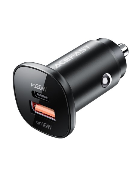 
38W USB-C USB Power Delivery QC 3.0 automobilinis įkroviklis, juodas
