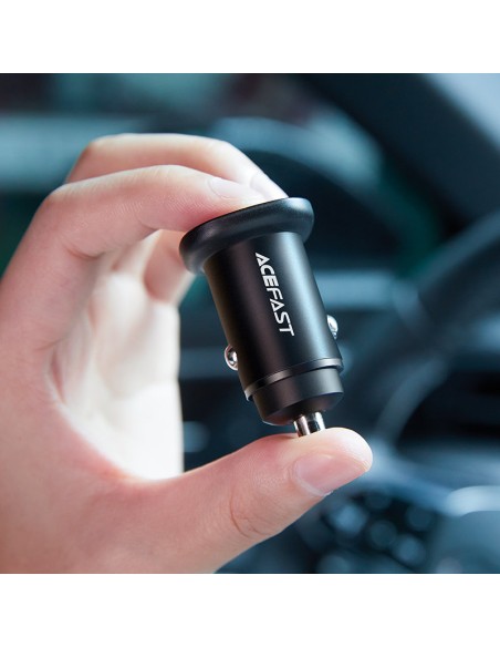 
38W USB-C USB Power Delivery QC 3.0 automobilinis įkroviklis, juodas
