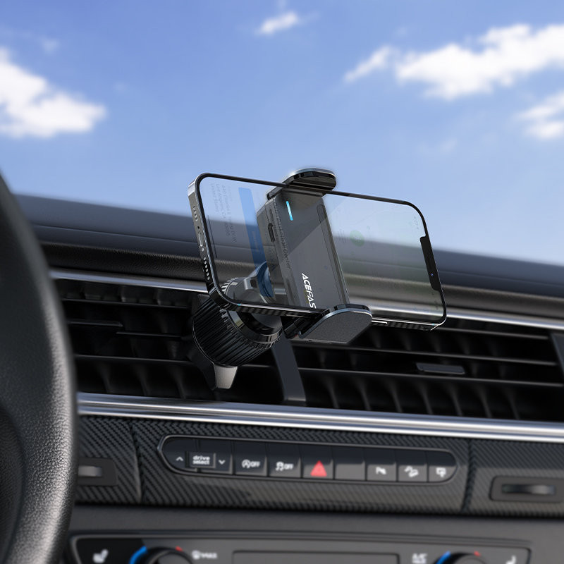 Automatinis automobilinio telefono laikiklis oro angai, juodas