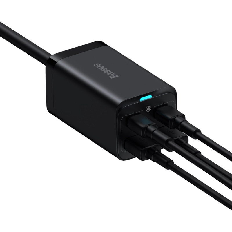 Greitas universalus GaN įkroviklis 2x USB-C 2x USB 100W QC 4.0+ AFC juoda