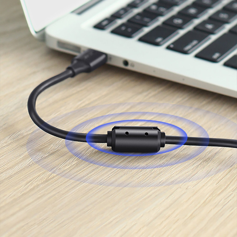 USB - mini USB laidas, 5 kontaktų, paauksuotas, 0,5 m, juodas
