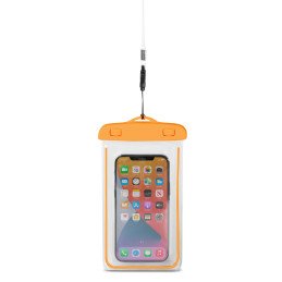 
Vandeniui atsparus PVC telefono dėklas su lauko dirželiu - oranžinė
