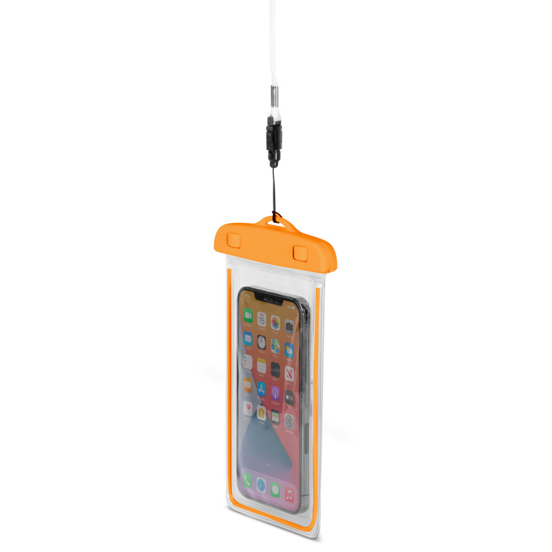 Vandeniui atsparus PVC telefono dėklas su lauko dirželiu - oranžinė