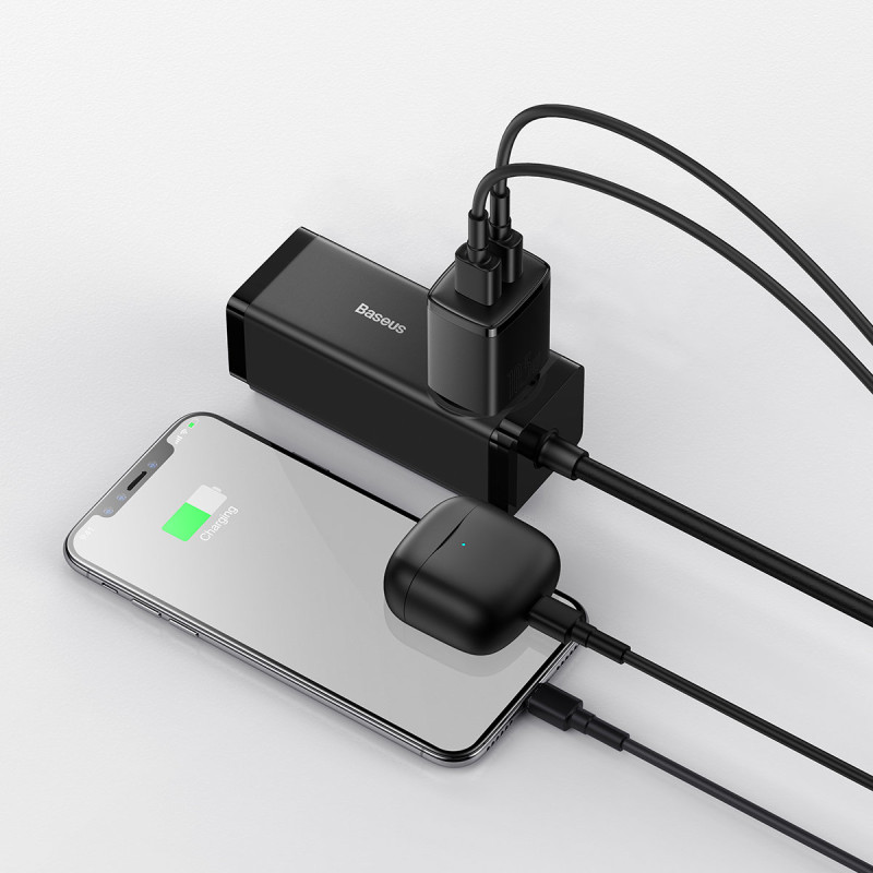Kompaktiškas 2x USB 10.5W sieninis įkroviklis, juodas