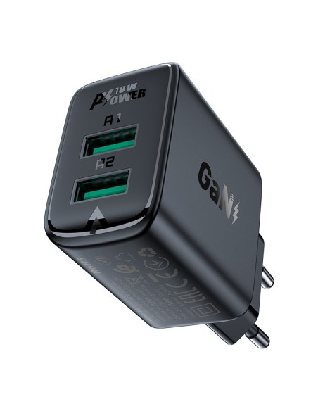 GaN tinklo įkroviklis 2x USB 18W QC 3.0 AFC FCP juodas
 
GaN tinklo įkroviklis 2x USB 18W QC 3.0 AFC FCP juodas