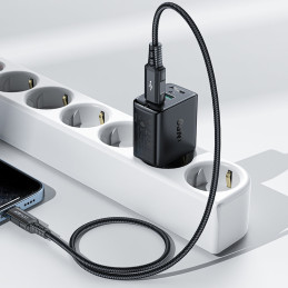 
GaN tinklo įkroviklis 2x USB 18W QC 3.0 AFC FCP baltas
