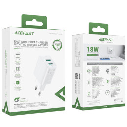 
GaN tinklo įkroviklis 2x USB 18W QC 3.0 AFC FCP baltas
