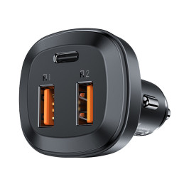 
Automobilinis įkroviklis 2x USB 1x USB-C 66W Power Delivery QC 4.0 juoda
