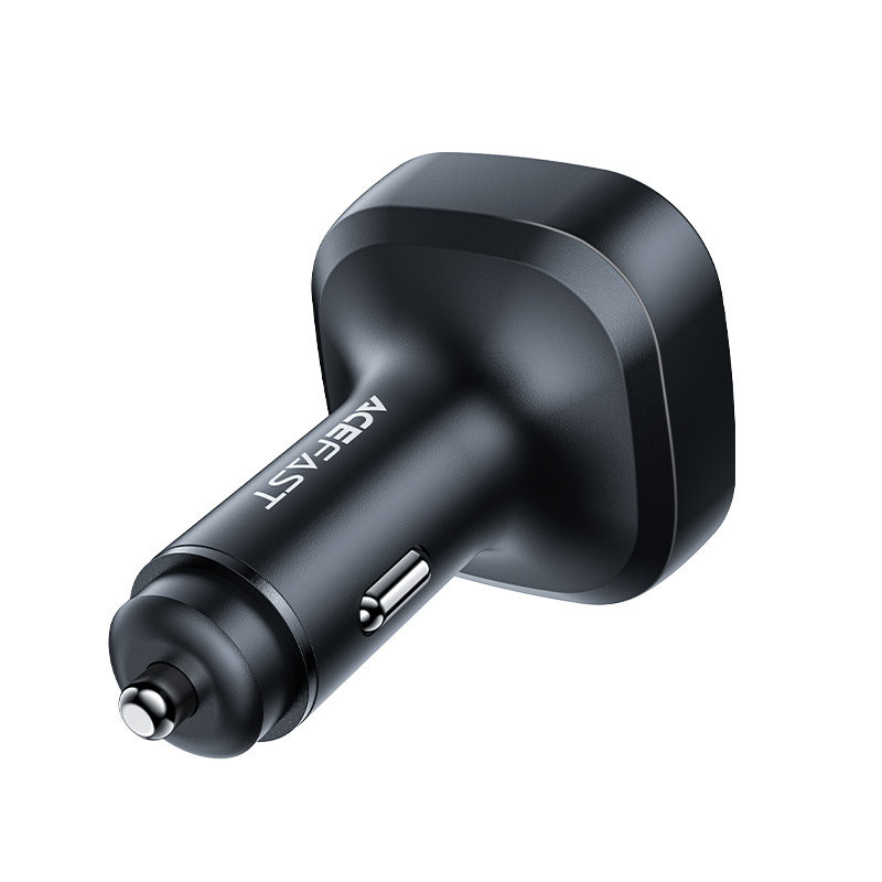 Automobilinis įkroviklis su ekranu 2x USB-C 1x USB 101W Power Delivery QC 4.0 juoda