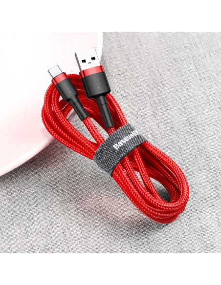 Patvarus lankstus laidas USB laidas USB-C QC3.0 3A 0.5M raudonas Patvarus lankstus laidas USB laidas USB-C QC3.0 3A 0.5M raudonas