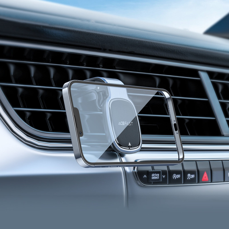 Magnetinis automobilinio telefono laikiklis oro angai, pilkas