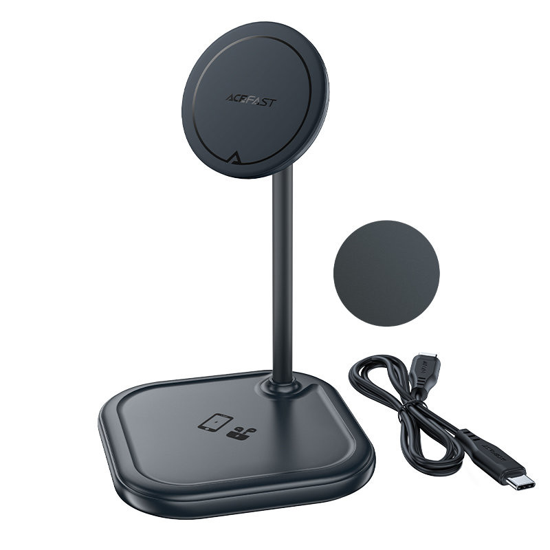 
2in1 Qi 15W belaidis įkroviklis ir stovas iPhone ir Apple AirPods E6 juodas

