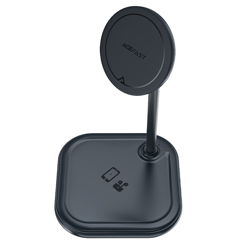 2in1 Qi 15W belaidis įkroviklis ir stovas iPhone ir Apple AirPods E6 juodas