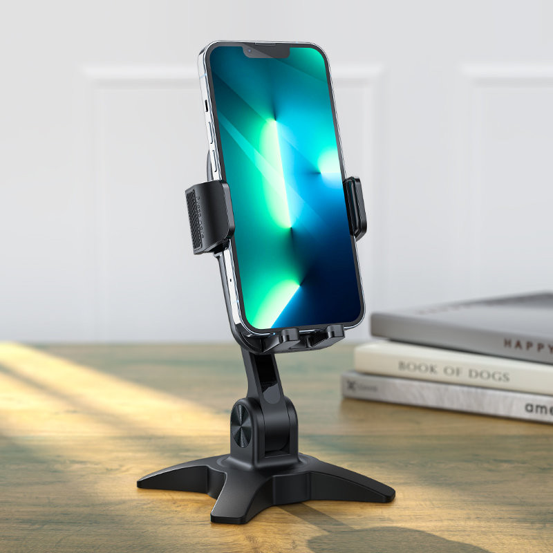 Stovas, gravitacinis laikiklis telefonui, juodas
