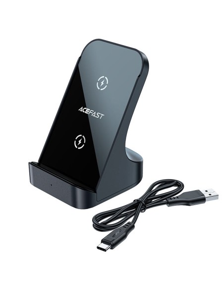 
Qi 15W belaidis indukcinis įkroviklis + pilkas telefono stovas
