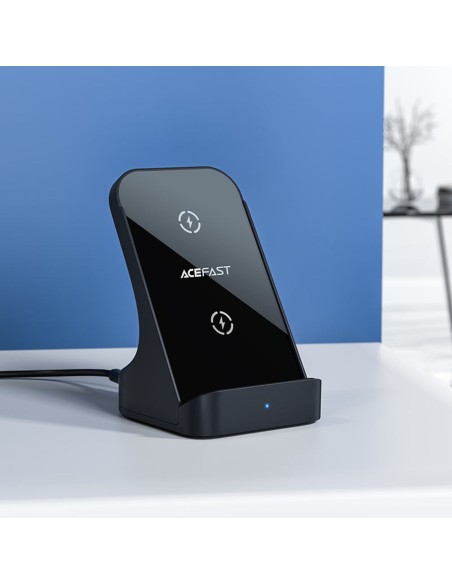 
Qi 15W belaidis indukcinis įkroviklis + pilkas telefono stovas
