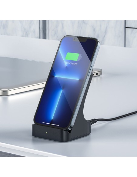 
Qi 15W belaidis indukcinis įkroviklis + pilkas telefono stovas
