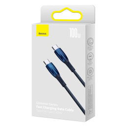 
Glimmer serijos USB-C 480Mb/ s PD 100W greito įkrovimo laidas 2m mėlynas
