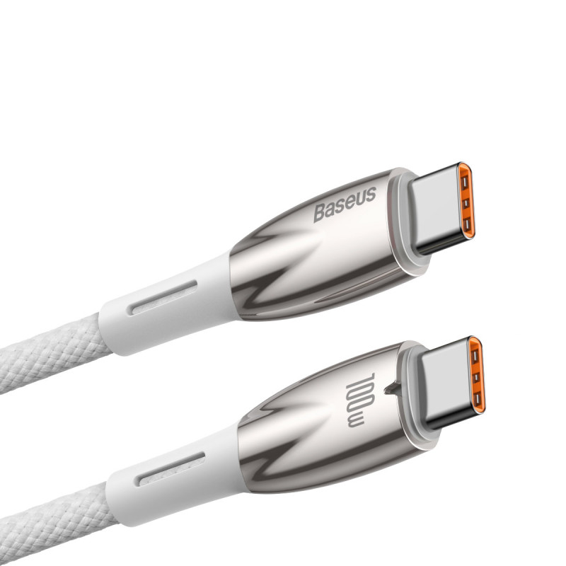 Glimmer serijos USB-C 480Mb/ s PD 100W greito įkrovimo laidas 2m baltas