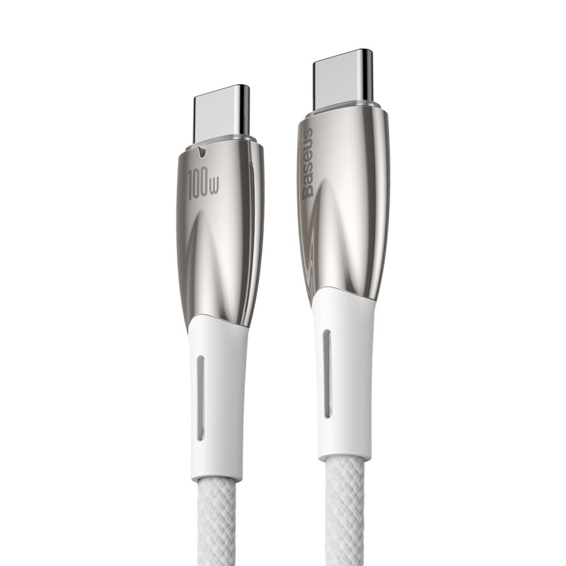 Glimmer serijos USB-C 480Mb/ s PD 100W greito įkrovimo laidas 2m baltas
