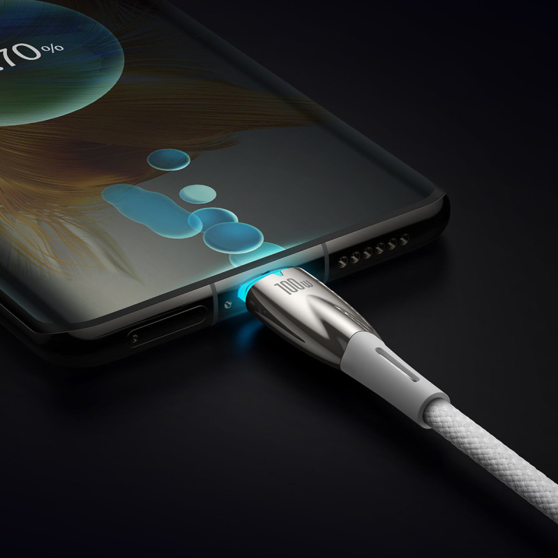 Glimmer serijos USB-C 480Mb/ s PD 100W greito įkrovimo laidas 2m baltas