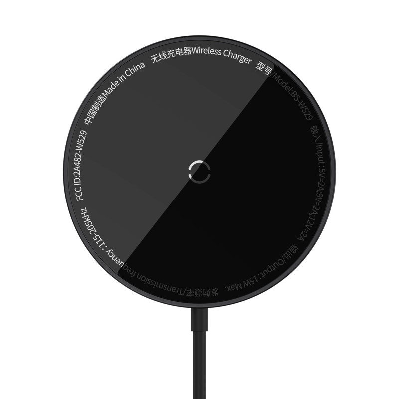 Mažas indukcinis įkroviklis skirtas MagSafe Simple Mini3 15W telefonui, juodas