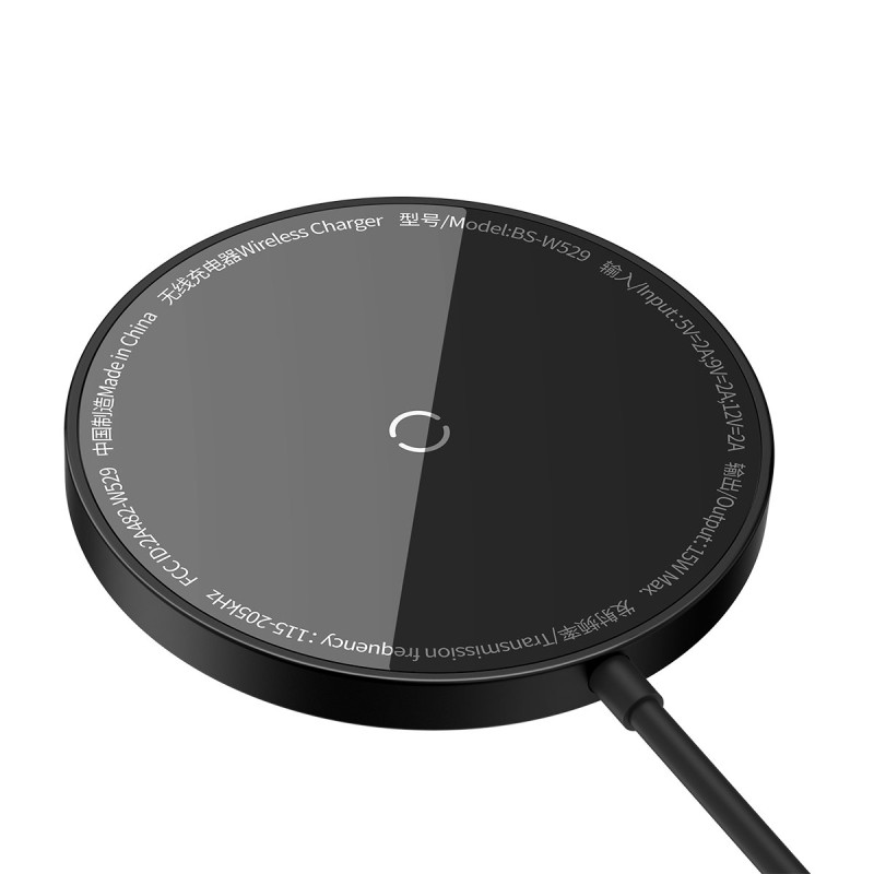 Mažas indukcinis įkroviklis skirtas MagSafe Simple Mini3 15W telefonui, juodas