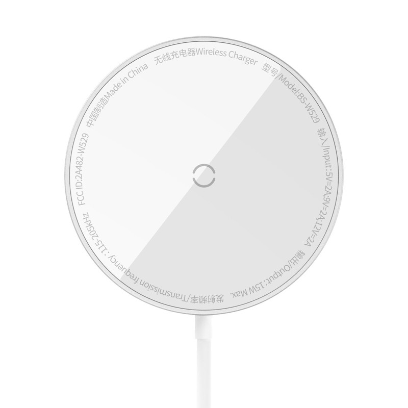 Mažas indukcinis įkroviklis MagSafe Simple Mini3 15W telefonui, sidabrinis