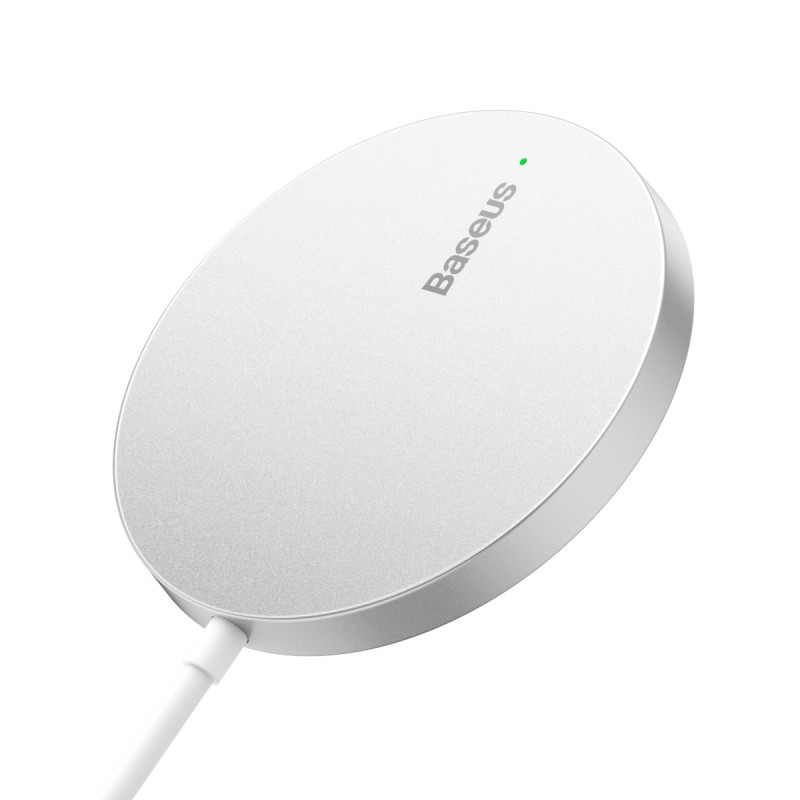 Mažas indukcinis įkroviklis MagSafe Simple Mini3 15W telefonui, sidabrinis