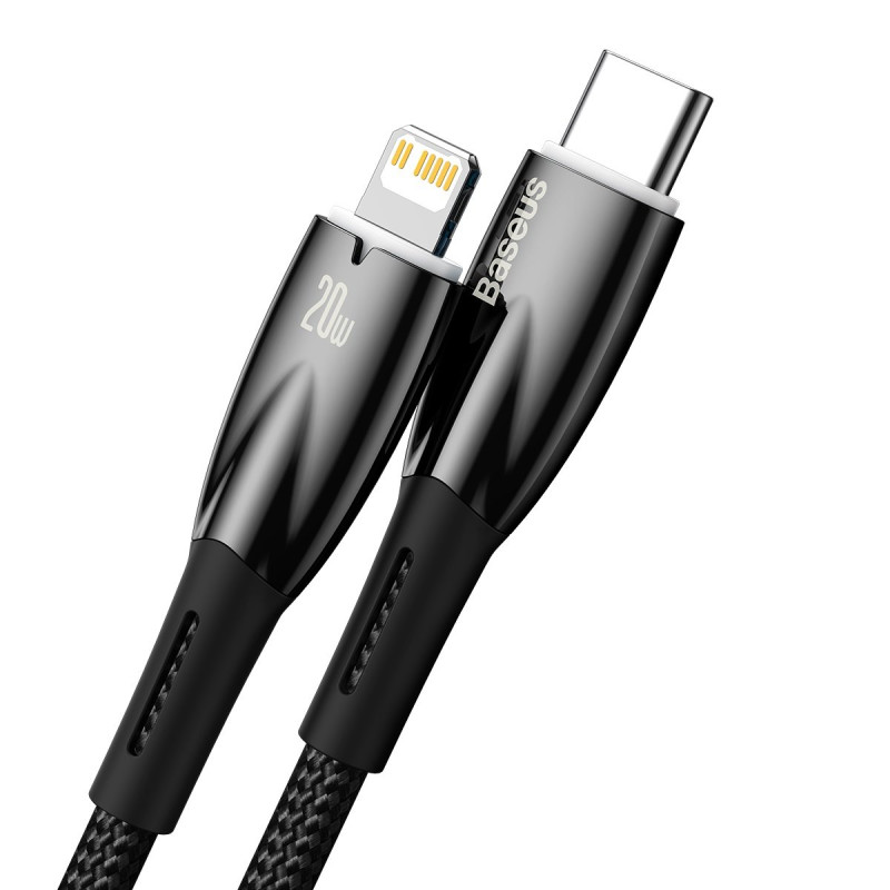 Kabelis greitam iPhone įkrovimui USB-C - Lightning 480Mb/ s PD 20W 1m juodas
