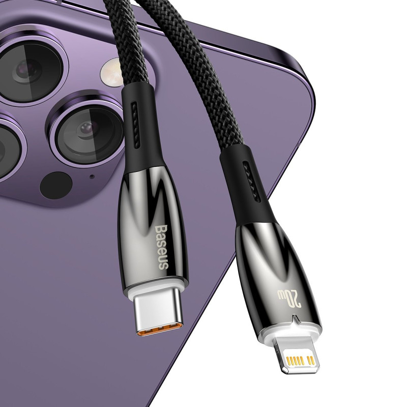 Kabelis greitam iPhone įkrovimui USB-C - Lightning 480Mb/ s PD 20W 1m juodas
