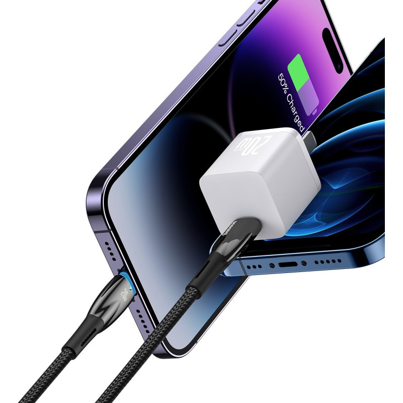 Kabelis greitam iPhone įkrovimui USB-C - Lightning 480Mb/ s PD 20W 1m juodas