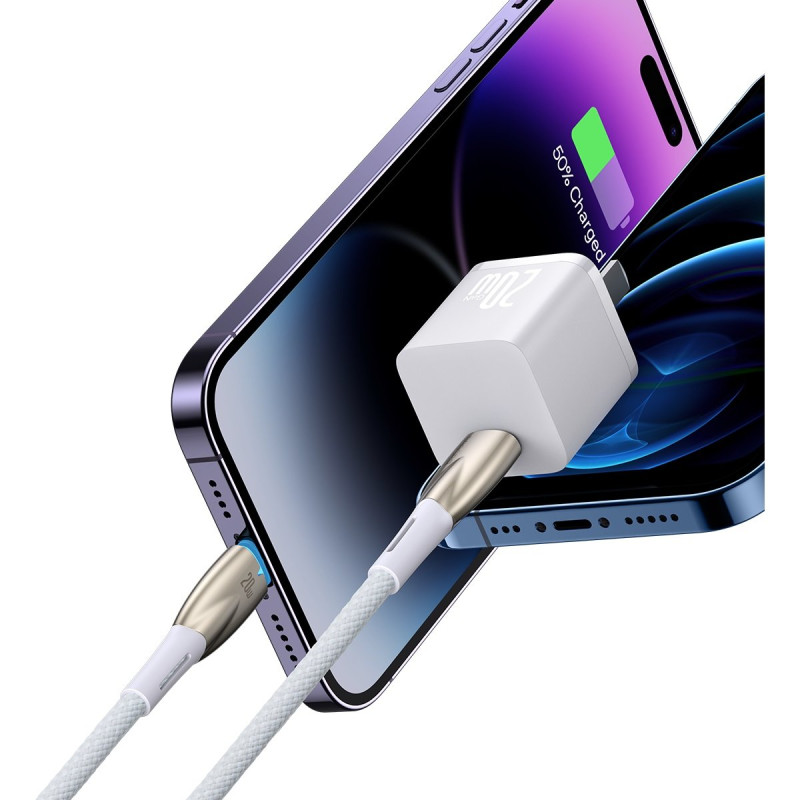 Kabelis greitam iPhone įkrovimui USB-C - Lightning 480Mb/ s PD 20W 1m baltas
