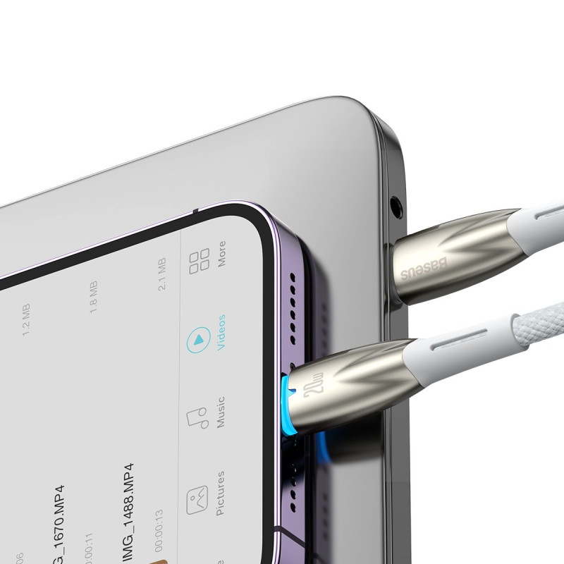 Kabelis greitam iPhone įkrovimui USB-C - Lightning 480Mb/ s PD 20W 1m baltas