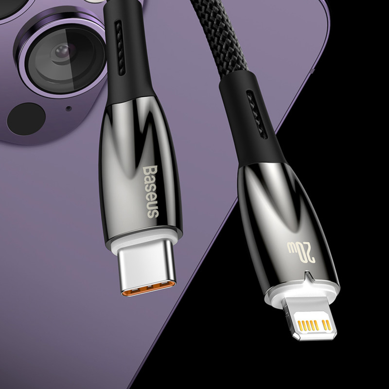 Kabelis greitam iPhone įkrovimui USB-C - Lightning 480Mb/ s PD 20W 2m juodas