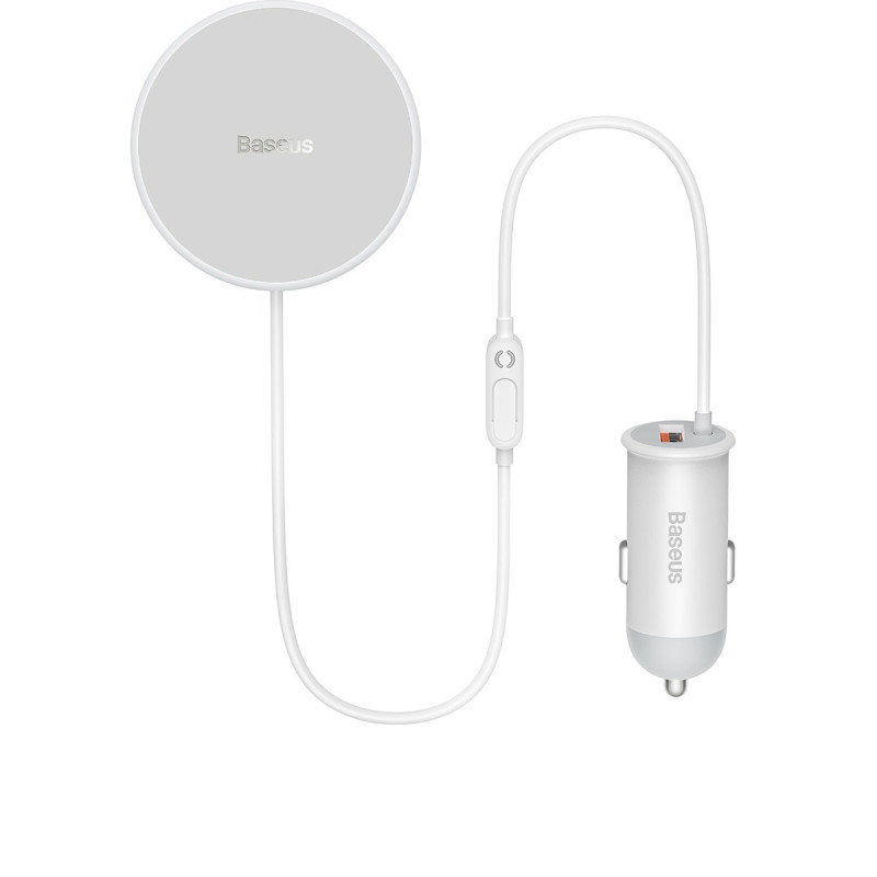 
MagSafe 15W belaidis automobilinis įkroviklis su USB oro išleidimo angos laikikliu, baltas
