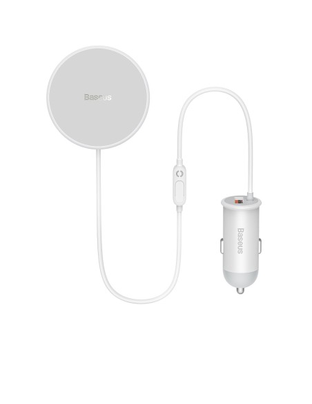 
MagSafe 15W belaidis automobilinis įkroviklis su USB oro išleidimo angos laikikliu, baltas
