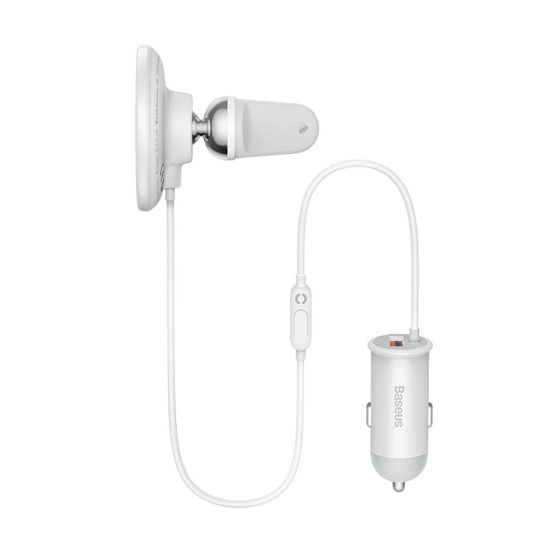 
MagSafe 15W belaidis automobilinis įkroviklis su USB oro išleidimo angos laikikliu, baltas
