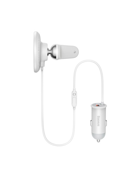 
MagSafe 15W belaidis automobilinis įkroviklis su USB oro išleidimo angos laikikliu, baltas
