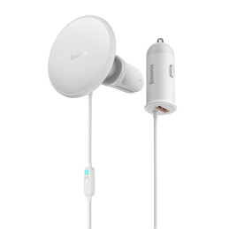 
MagSafe 15W belaidis automobilinis įkroviklis su USB oro išleidimo angos laikikliu, baltas
